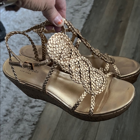kate spade Shoes - 🛑 1 hour. Like New, Kate Spade, 8.5, Braided Gold Wedges (worn once for an hour)